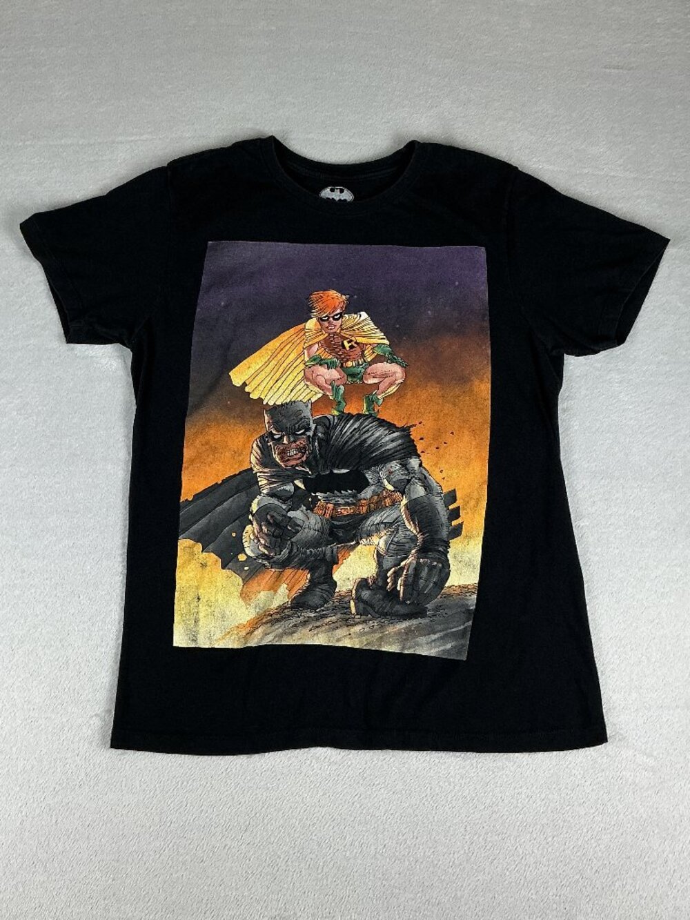 Batman and Robin Black T-Shirt Size Large Short Sleeve 100% Cotton.